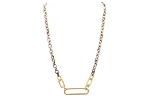 17"  CHAIN LINK NECKLACE WITH PAVE PAPERCLIP