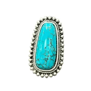1.7" Natural Turquoise Adjustable Ring