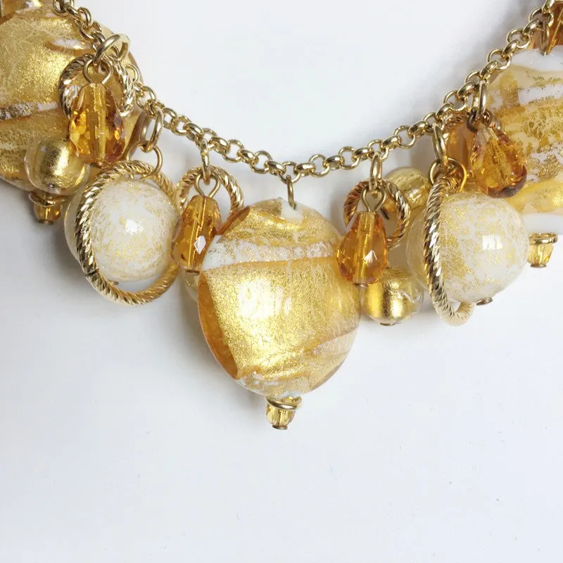 18k Gold Plated Bracelet with Murano Glass Charms