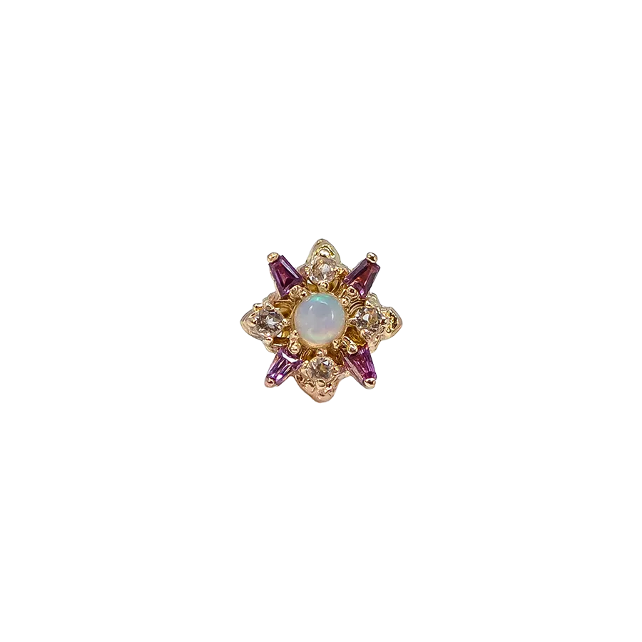 3 MM SQUARE OPAL AND MORGANITE STUD EARRINGS
