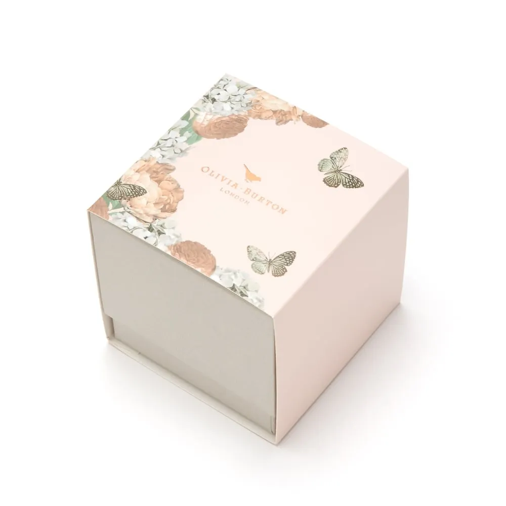 3D Bee Bejewelled Florals Square Dial Rose Gold Mesh Watch