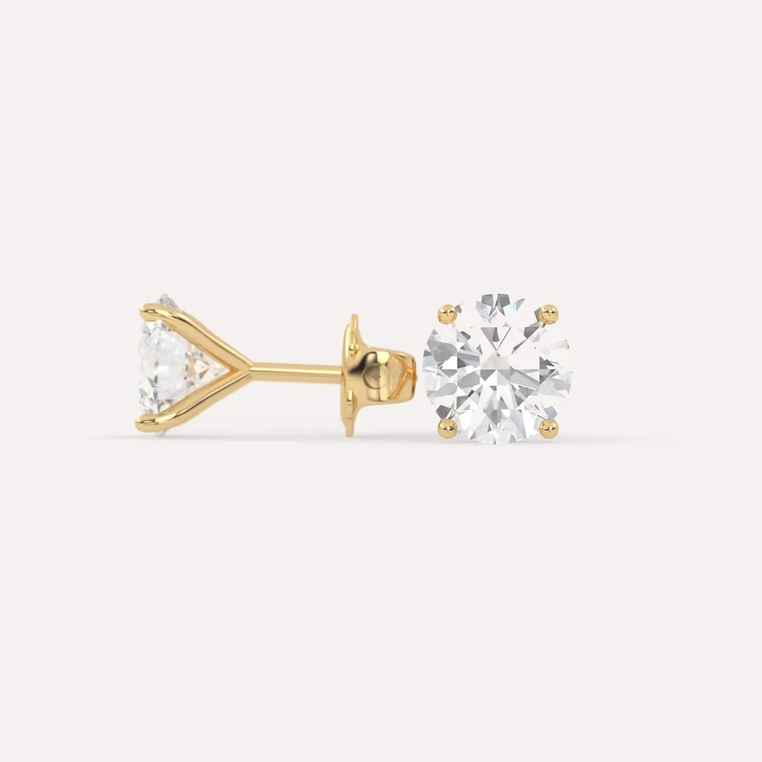 4 carat Round Diamond Stud Earrings