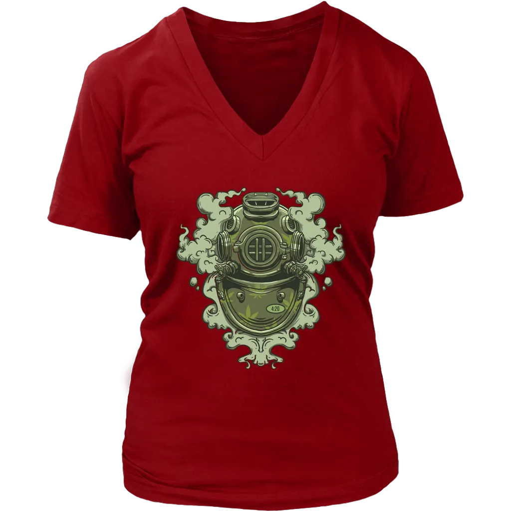 420 T-shirt, Vintage Diving Helmet Shirt, Weed Smoking Diver T-shirt, 420 Gift, 420 Gift T-shirt