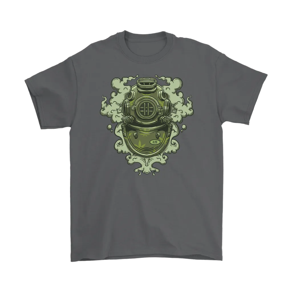 420 T-shirt, Vintage Diving Helmet Shirt, Weed Smoking Diver T-shirt, 420 Gift, 420 Gift T-shirt