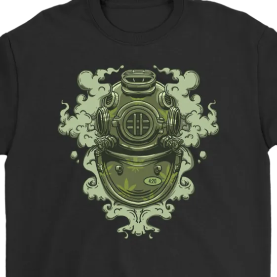 420 T-shirt, Vintage Diving Helmet Shirt, Weed Smoking Diver T-shirt, 420 Gift, 420 Gift T-shirt