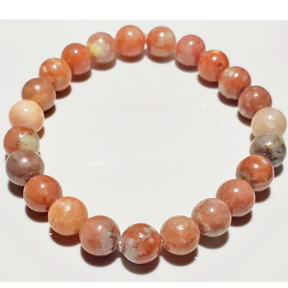 8mm Rhodochrosite Beaded Elastic Stretch Bracelet