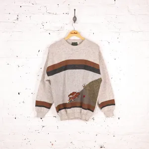 90's Pattern Knit Jumper - Beige - L