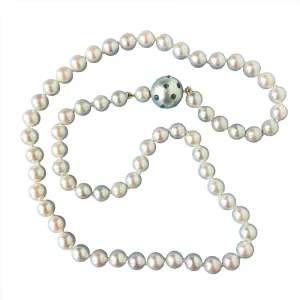 Akoya Pearl Necklace with South Sea Pearl and London Blue Topaz Gemstone Clasp