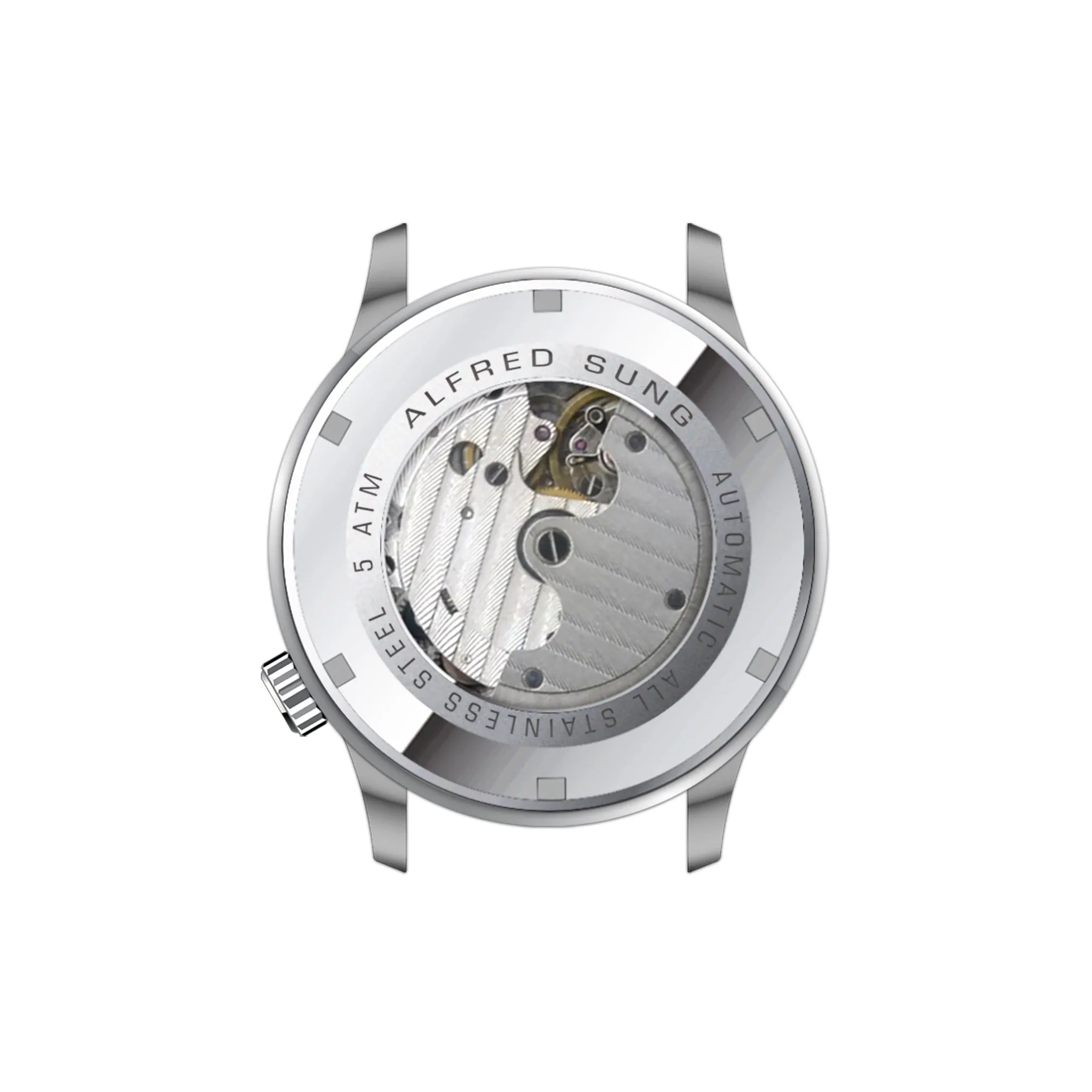 Alfred Sung Automatic II Black Sunray Dial Silver Bracelet Men's watch