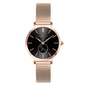 Alfred Sung Serenity Sunray Black Dial Rosegold Bracelet Ladies watch