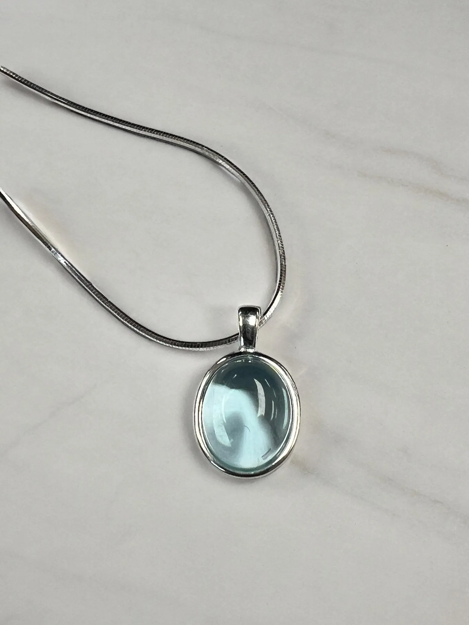 Aquamarine Blue Crystal Pendant, Silver 925 Necklace, March Birthstone, Bridal