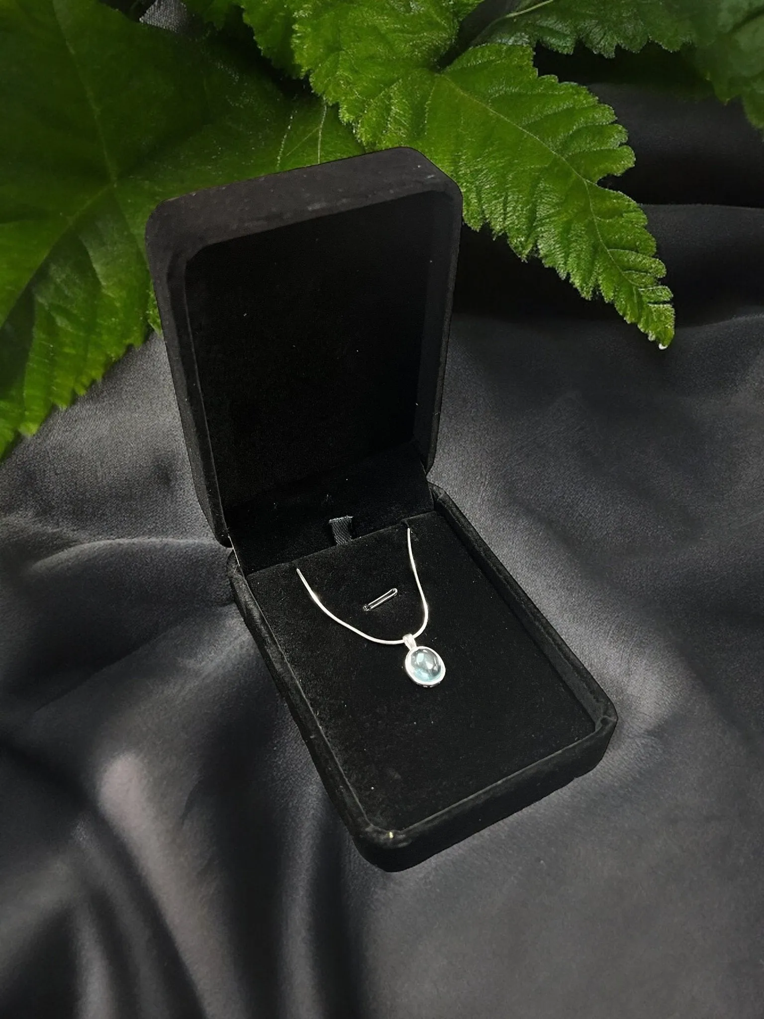 Aquamarine Blue Crystal Pendant, Silver 925 Necklace, March Birthstone, Bridal