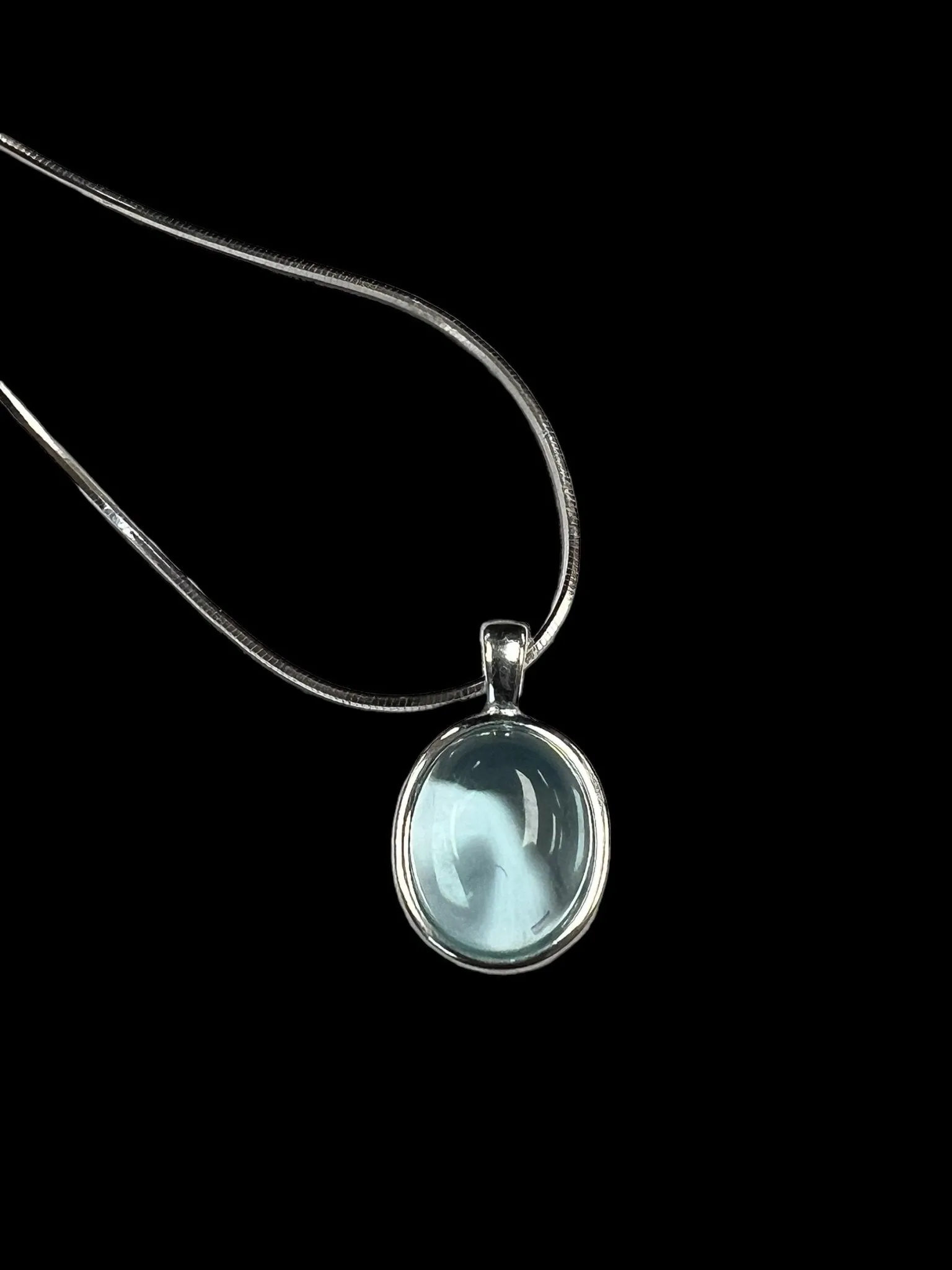 Aquamarine Blue Crystal Pendant, Silver 925 Necklace, March Birthstone, Bridal