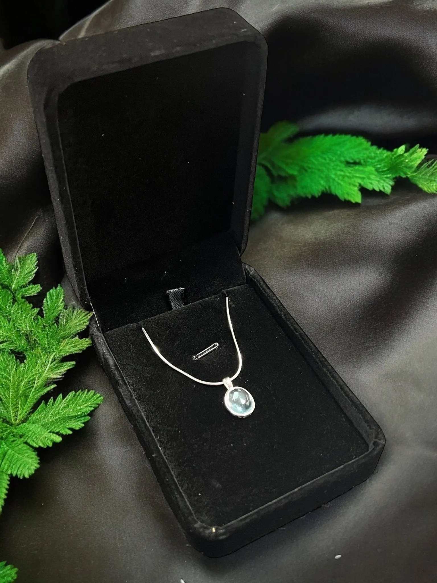 Aquamarine Blue Crystal Pendant, Silver 925 Necklace, March Birthstone, Bridal