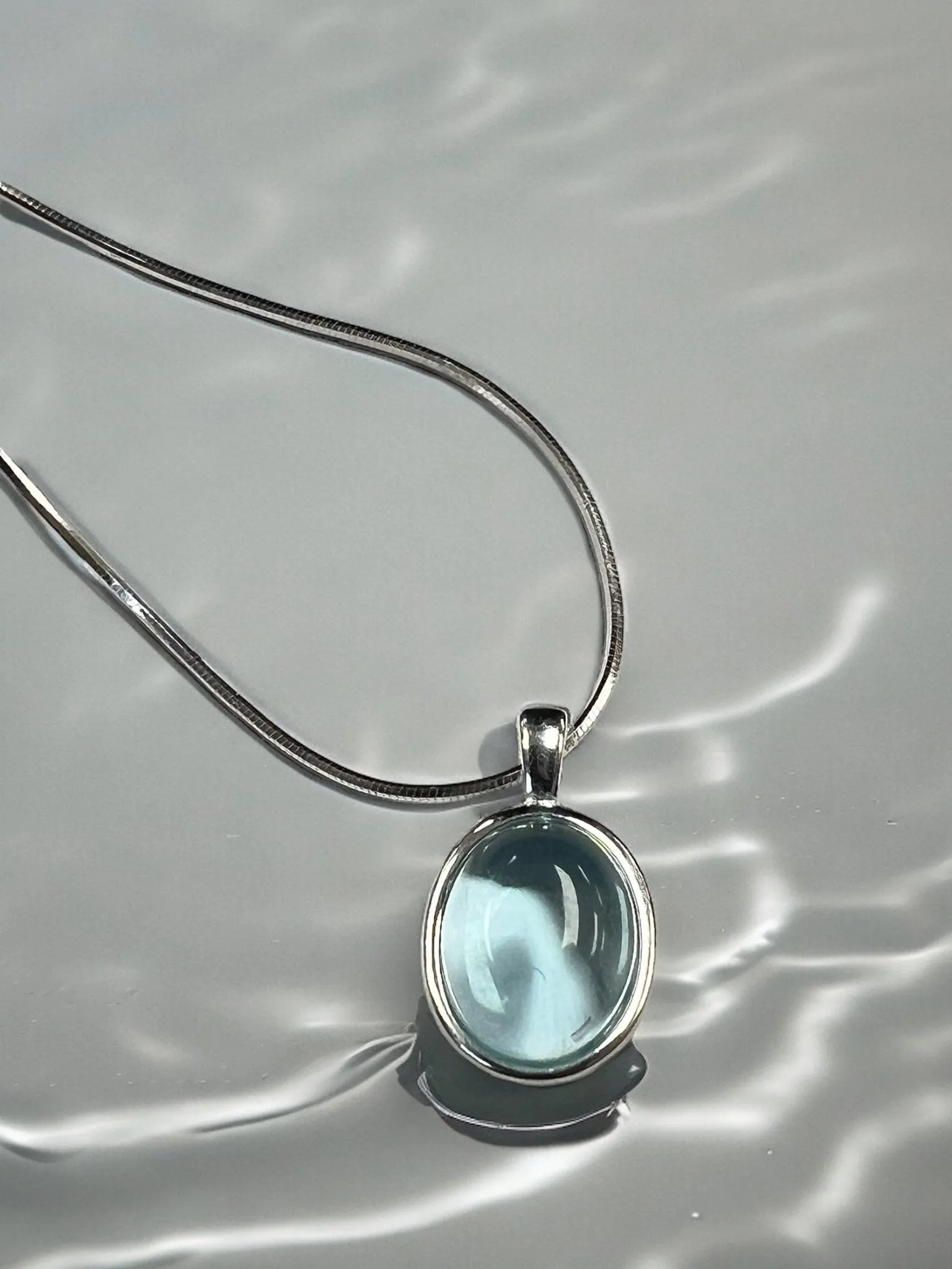 Aquamarine Blue Crystal Pendant, Silver 925 Necklace, March Birthstone, Bridal