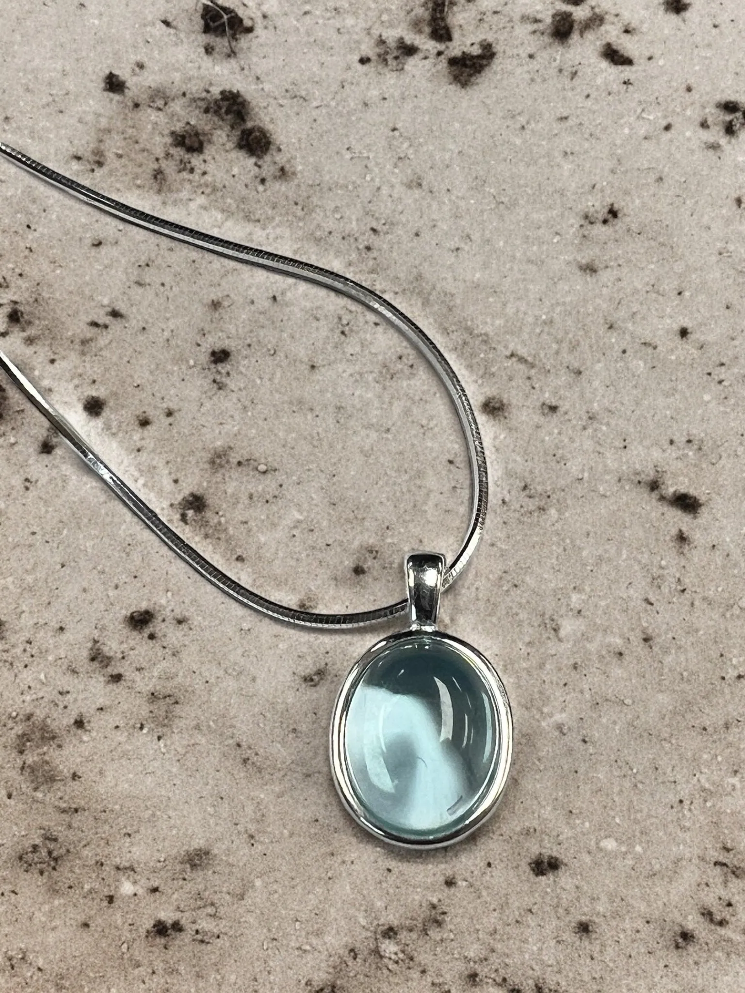 Aquamarine Blue Crystal Pendant, Silver 925 Necklace, March Birthstone, Bridal