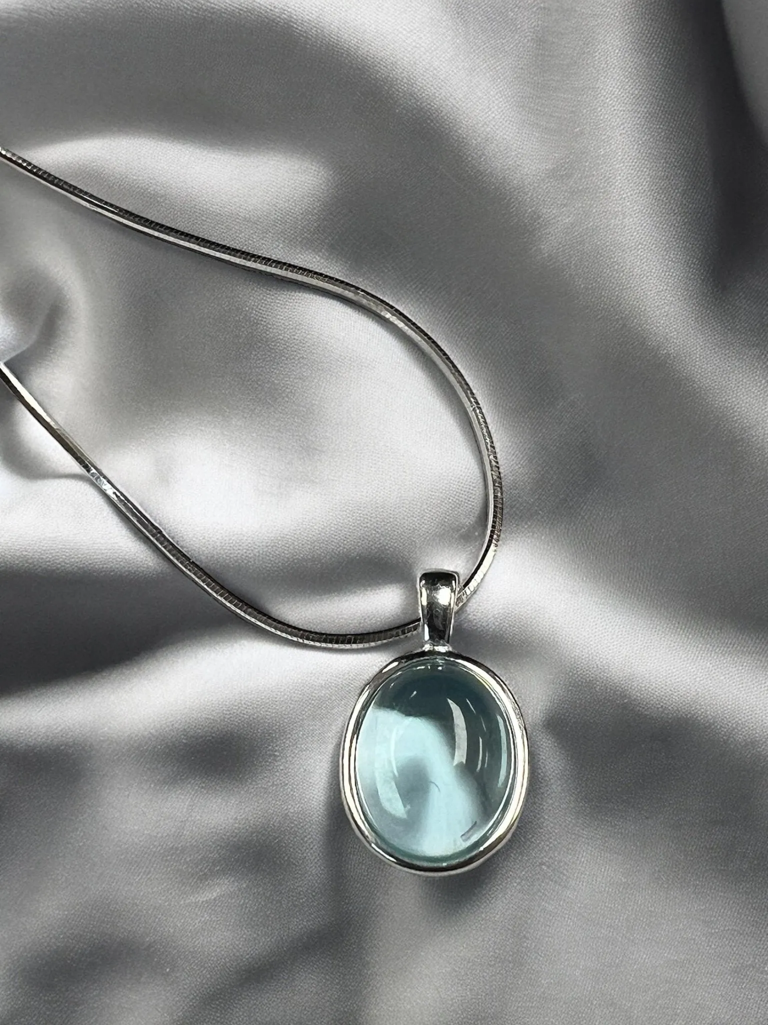 Aquamarine Blue Crystal Pendant, Silver 925 Necklace, March Birthstone, Bridal