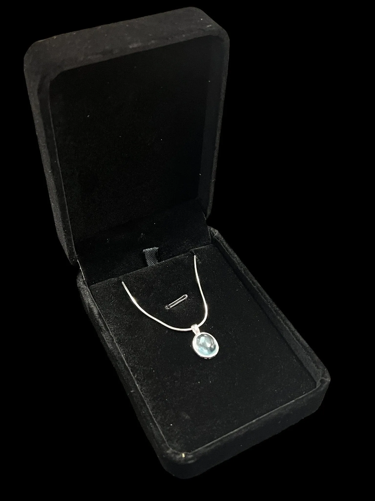 Aquamarine Blue Crystal Pendant, Silver 925 Necklace, March Birthstone, Bridal