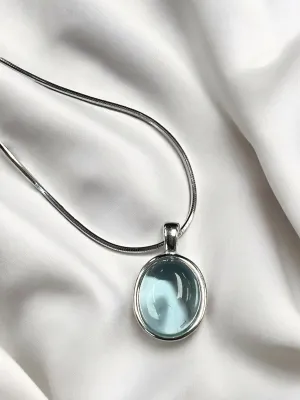 Aquamarine Blue Crystal Pendant, Silver 925 Necklace, March Birthstone, Bridal
