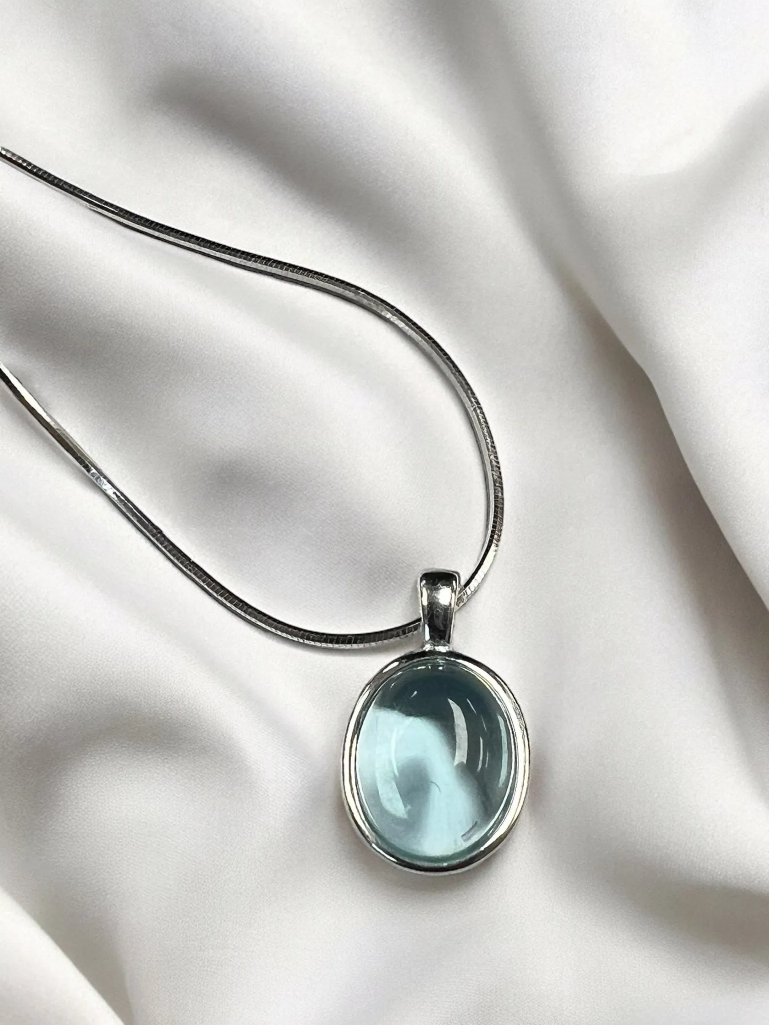 Aquamarine Blue Crystal Pendant, Silver 925 Necklace, March Birthstone, Bridal