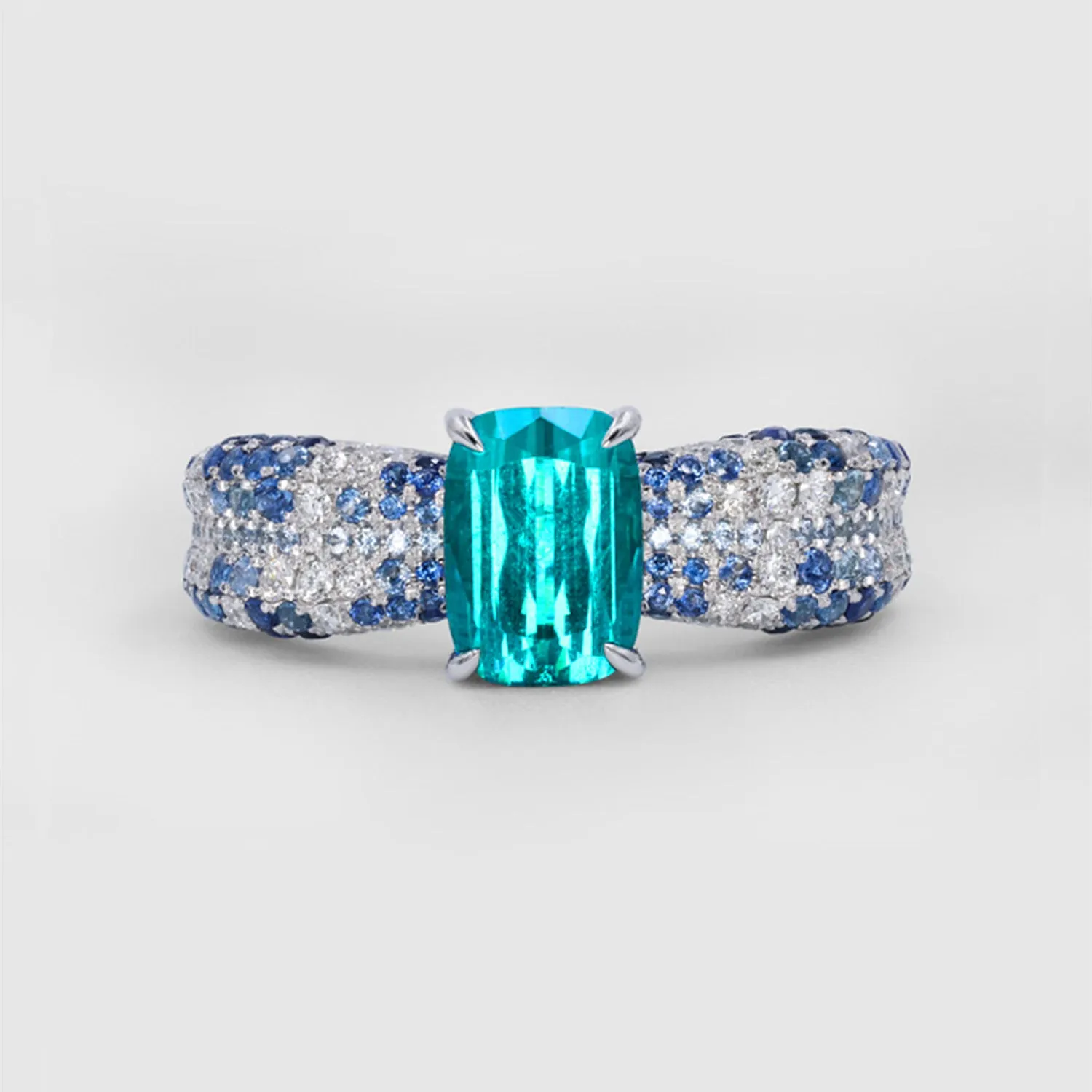Aquamarine, Diamond and Sapphire Ring
