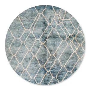 Aquamarine Dreams Round - Luxury Shag Moroccan Rug