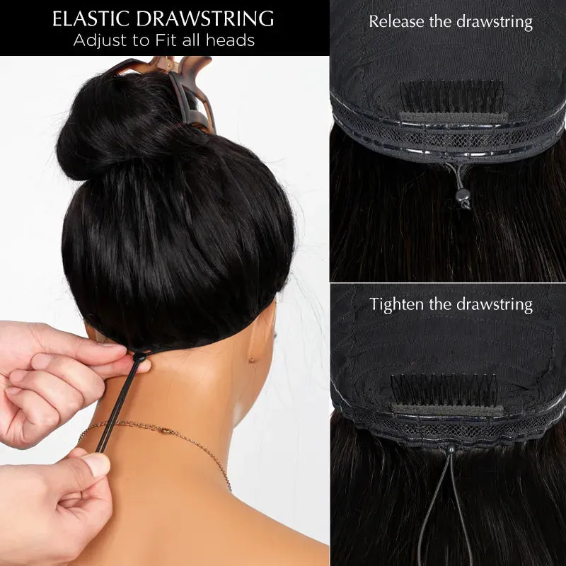 Ashimary 13x4 Glueless Transparent Lace Black Yaki Straight Silk Press Wig