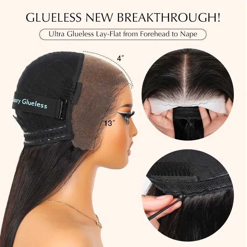 Ashimary 13x4 Glueless Transparent Lace Black Yaki Straight Silk Press Wig