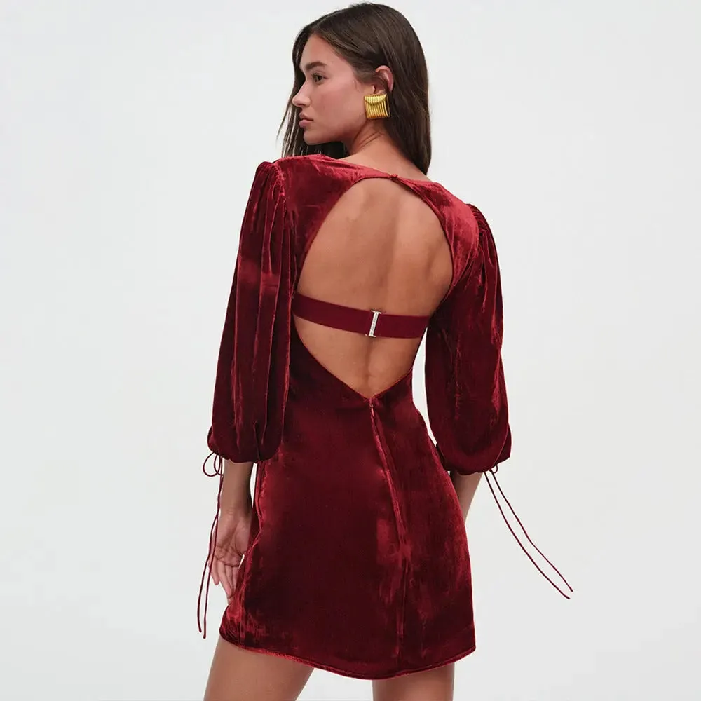 Backless Cuff Strap Dress - Womens Fashion