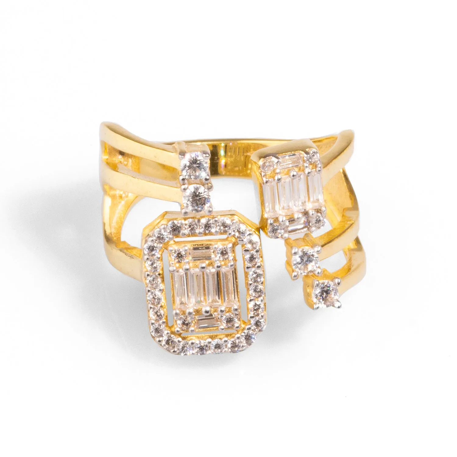 Baguette Diamond Adjustable Gold Fashion Ring