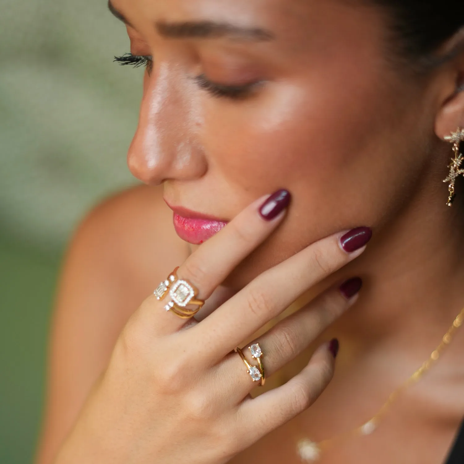 Baguette Diamond Adjustable Gold Fashion Ring