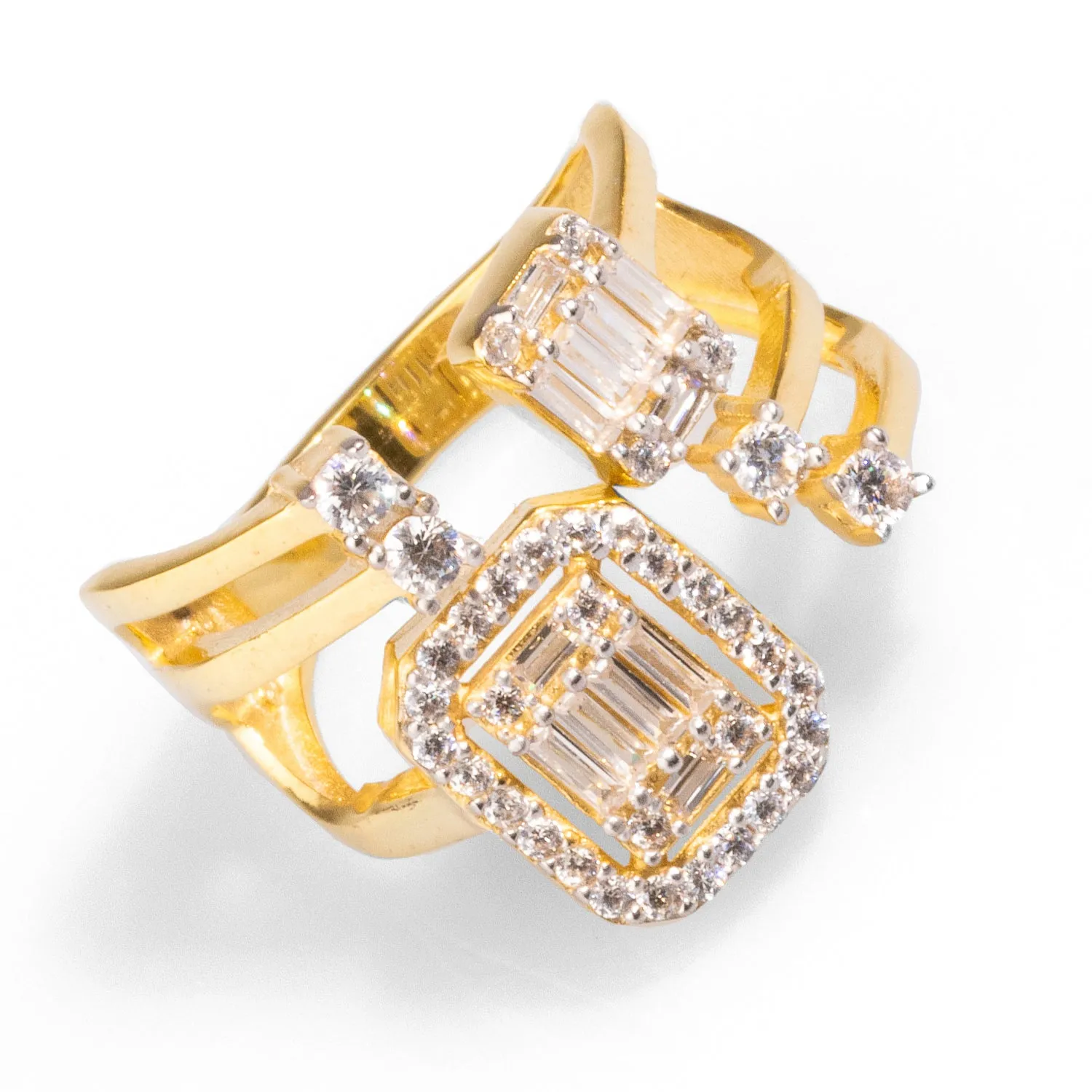 Baguette Diamond Adjustable Gold Fashion Ring