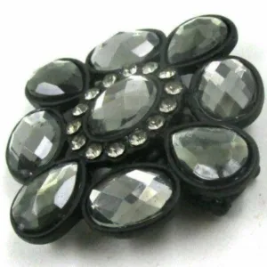 Black Flower Rhinestone Stretch Ring