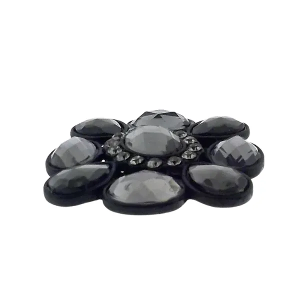 Black Flower Rhinestone Stretch Ring