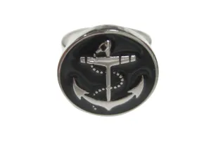 Black Nautical Anchor Adjustable Size Fashion Ring