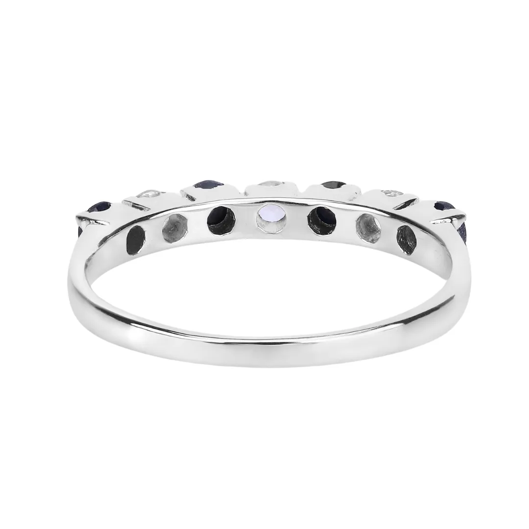 Black Sapphire and White Topaz Half Eternity Ring