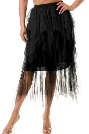 Black Solid Tulle Skirt 11/22/24 9346