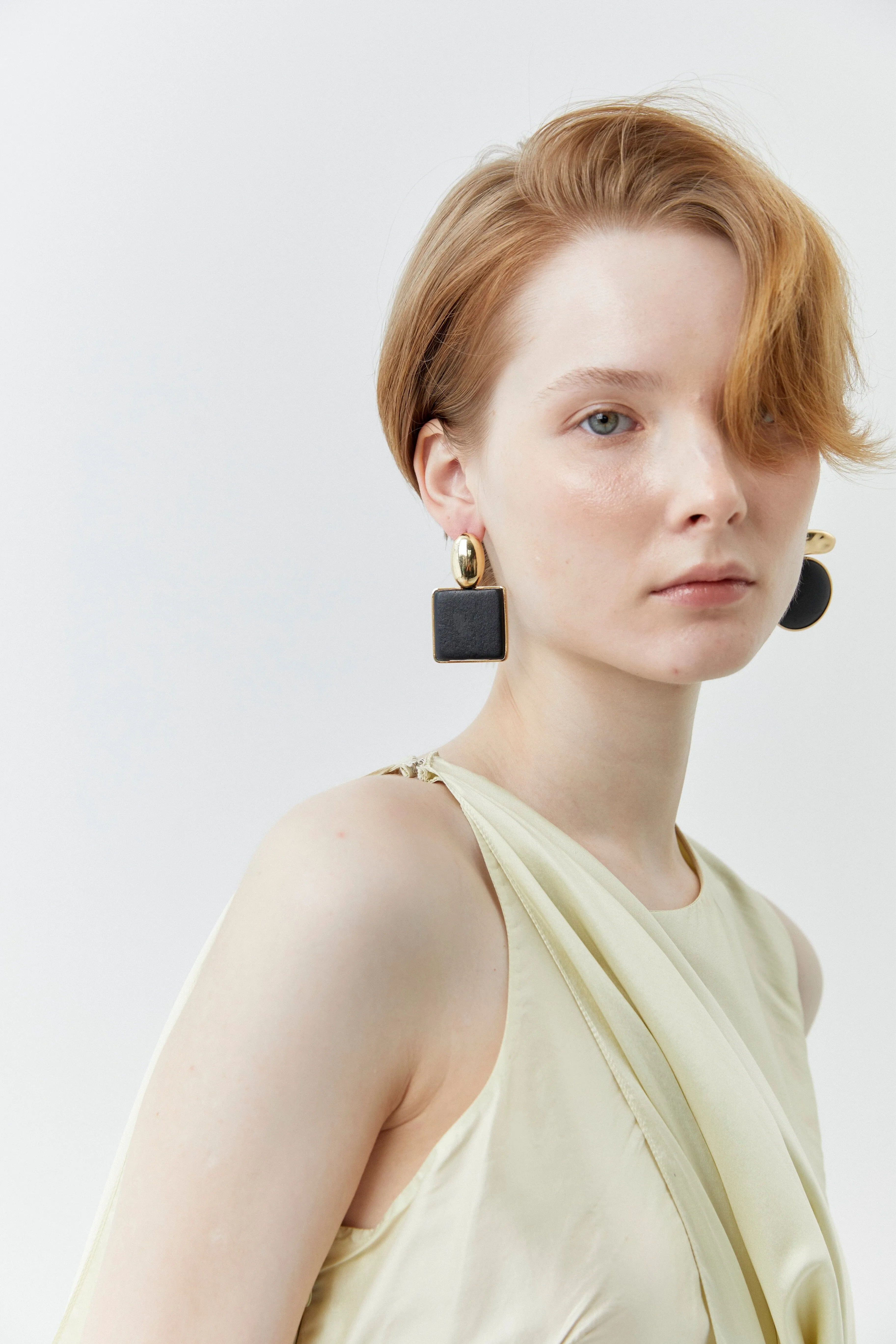 Black Square Drop Earrings
