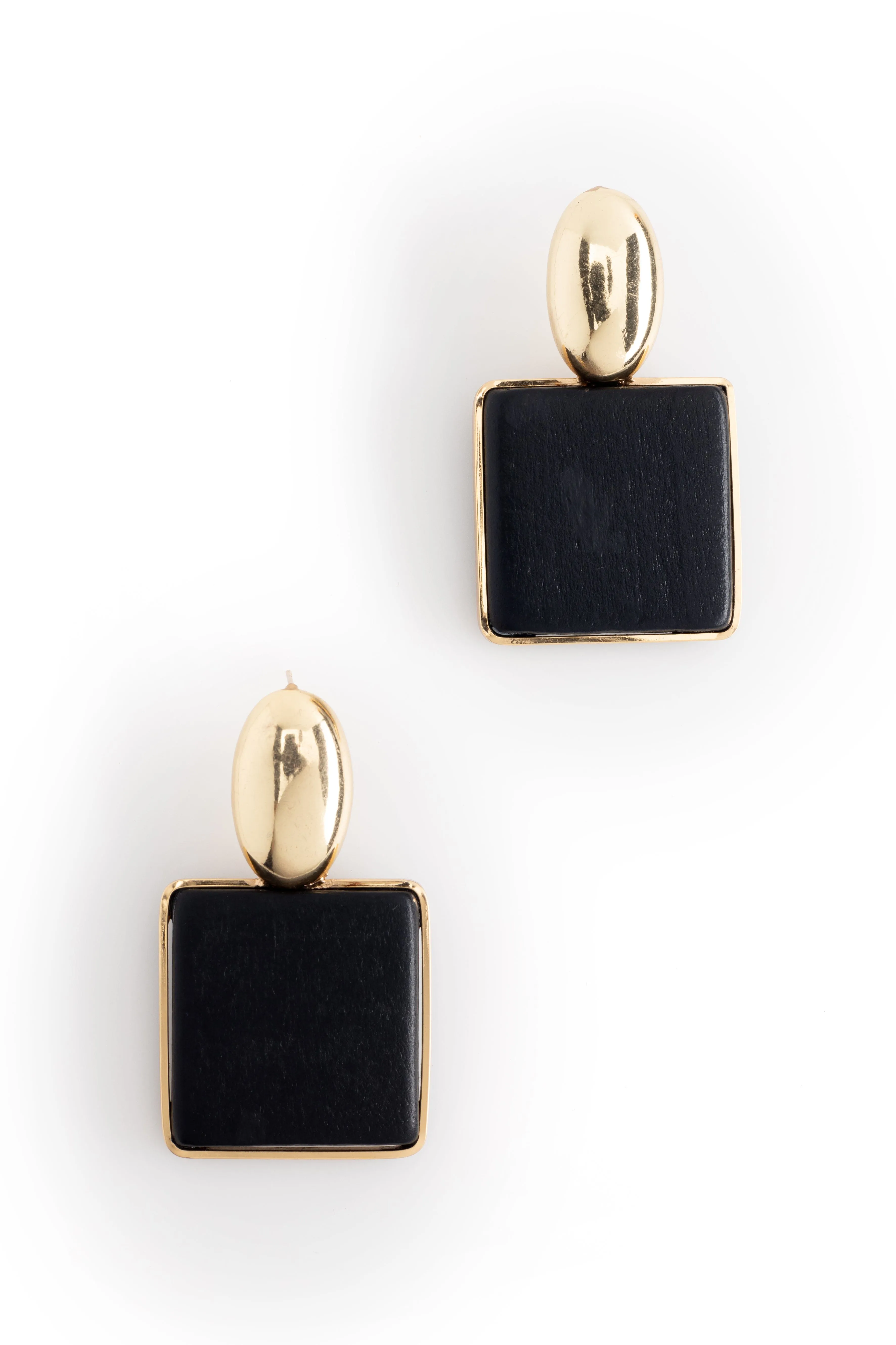 Black Square Drop Earrings