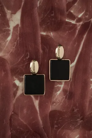 Black Square Drop Earrings