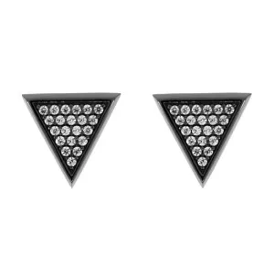 Blackened 18k White Gold Diamond Earrings Large Tres Puntos