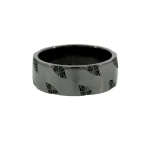 Blackened Silver and Black Diamond Ring for Men Ember