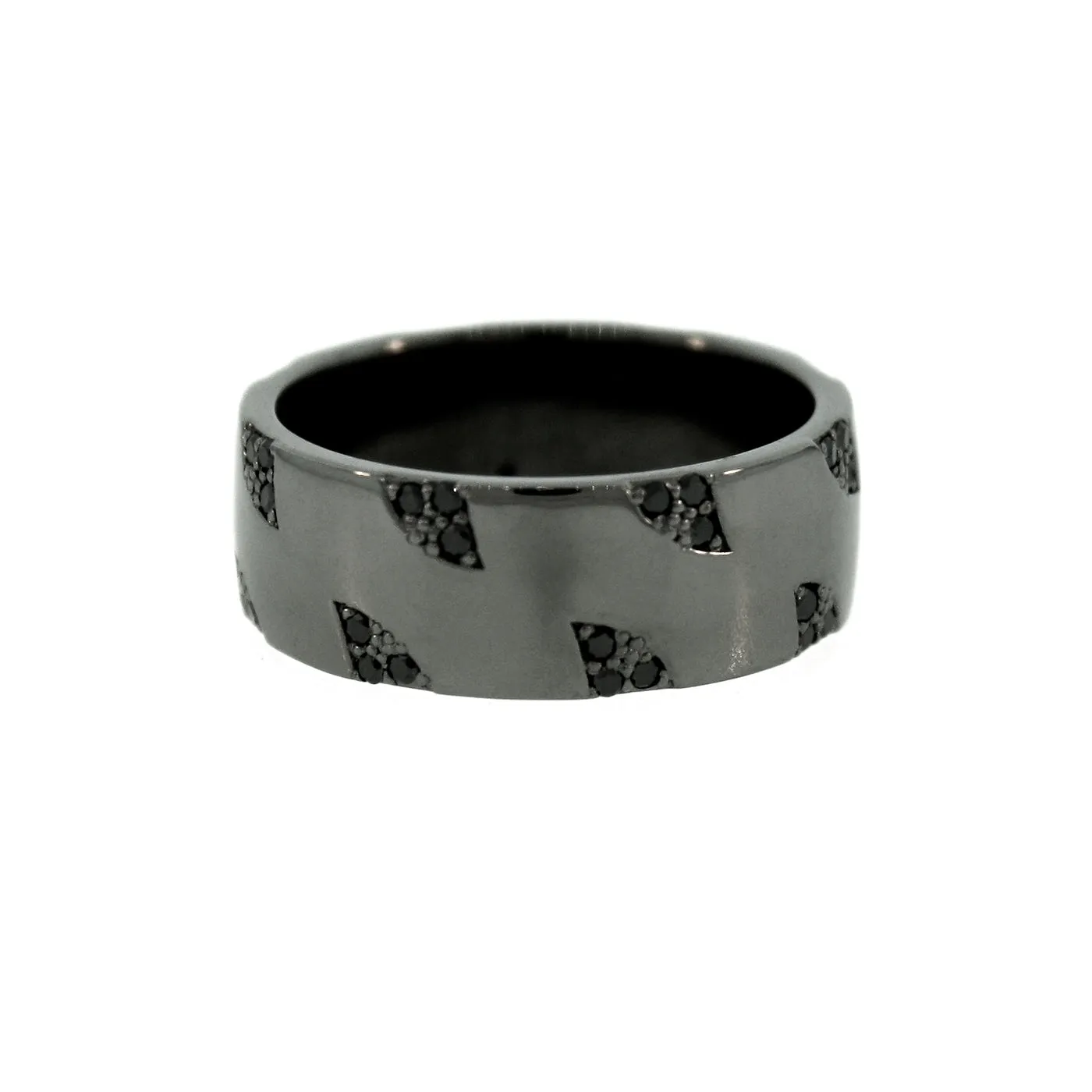 Blackened Silver and Black Diamond Ring for Men Ember