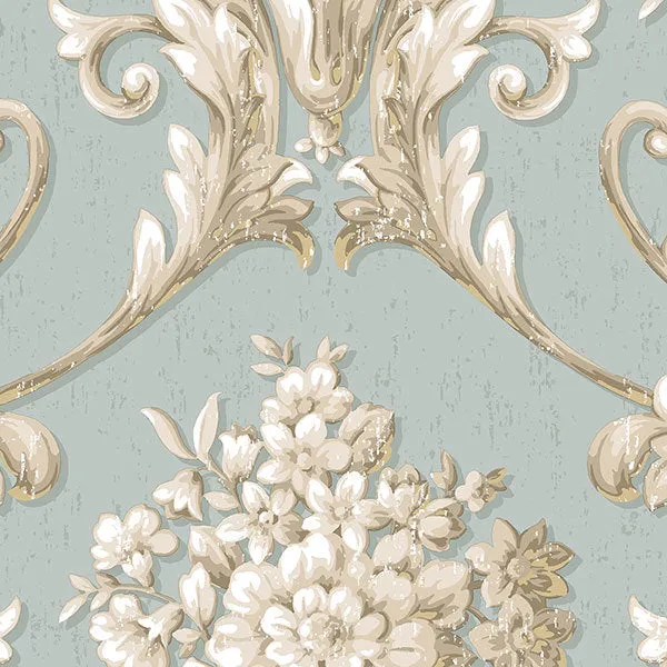 Blue Bold Vintage Damask CS35621 Wallpaper