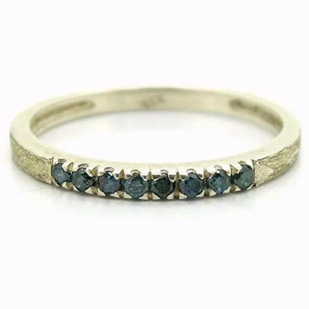 Blue Diamond Ring 925 Silver Delicate 6,7,8,9 Handmade Hadar Designers (I R819s