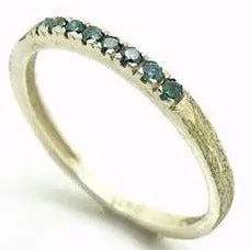Blue Diamond Ring 925 Silver Delicate 6,7,8,9 Handmade Hadar Designers (I R819s
