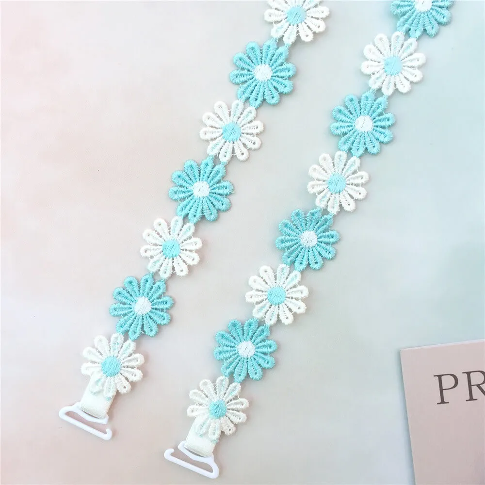 Blue White Daisy Bra Strap