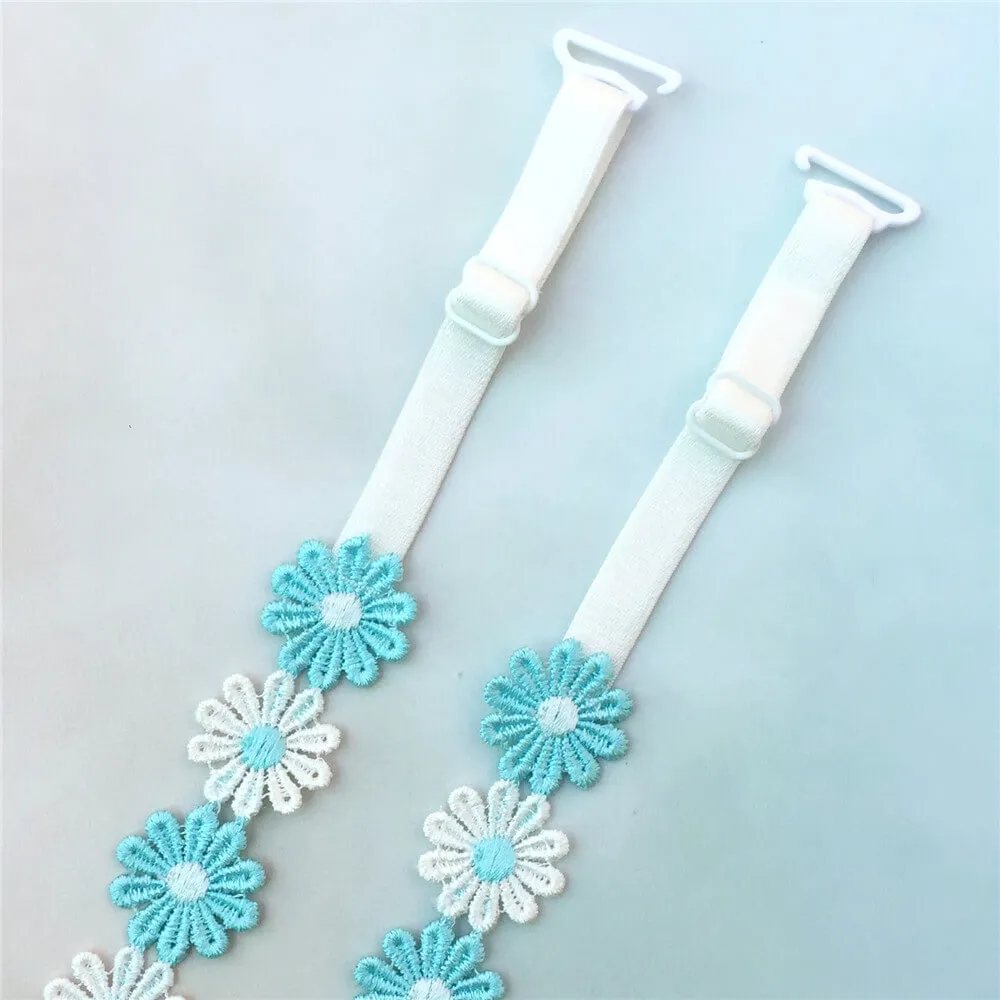 Blue White Daisy Bra Strap