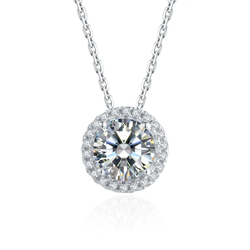 Brilliant Round Cut Moissanite Diamond  Earrings Necklace Sets