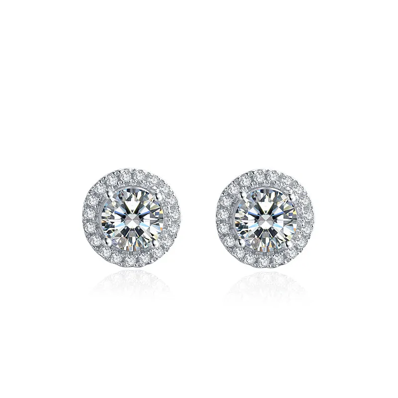 Brilliant Round Cut Moissanite Diamond  Earrings Necklace Sets